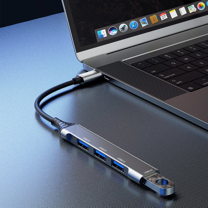 Dudao A16T USB-C Hub, 1 x USB-A 3.0 - 3 x USB-A, Black