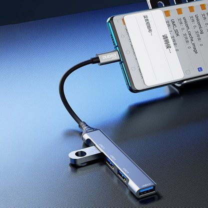 Dudao A16T USB-C Hub, 1 x USB-A 3.0 - 3 x USB-A, Black
