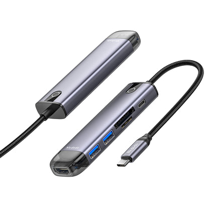 McDodo HU-7740 USB-C Hub, 6in1, Gray