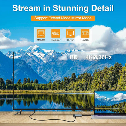 USB-C Techsuit H1 NetBridge Hub, 5in1, Gray