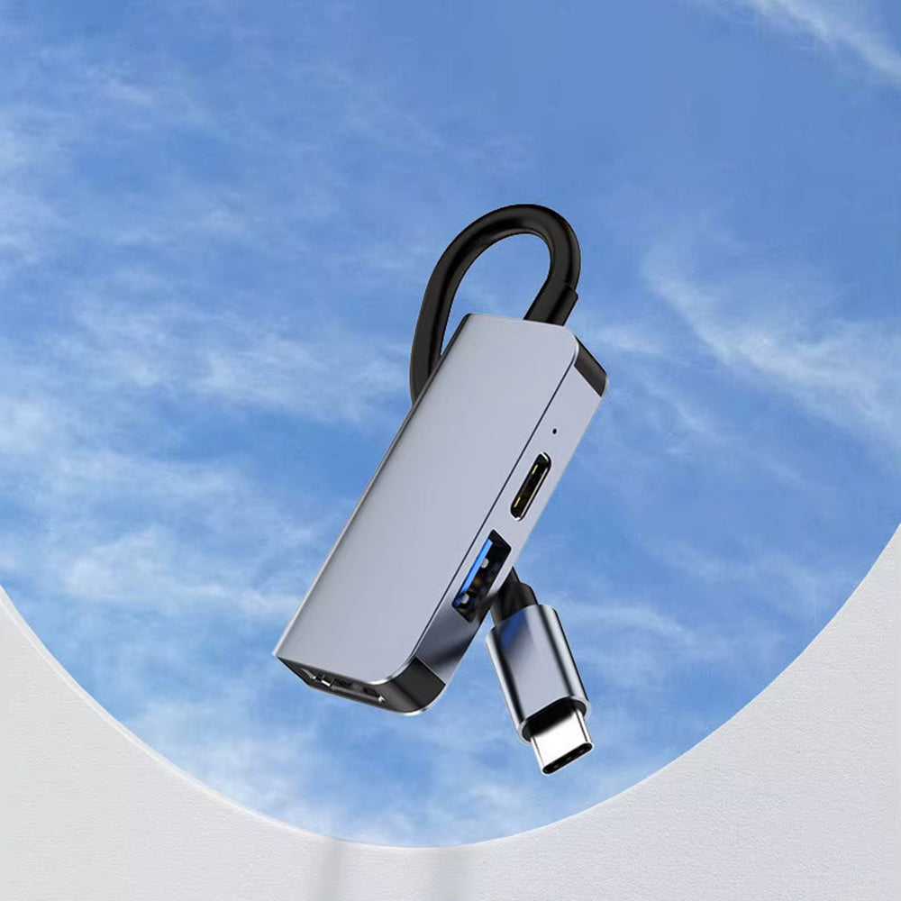 Techsuit H4 TurboChargeX USB-C Hub, 3in1, Gray