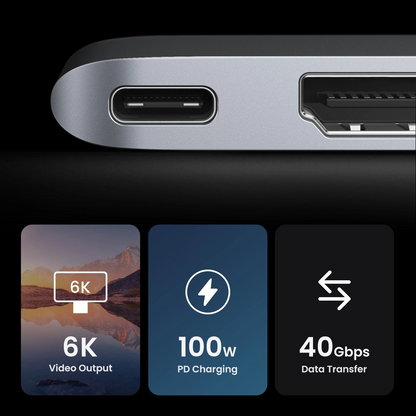 UGREEN CM380 USB-C Hub (80856) for Apple MacBook Pro / Air Series, 2 x USB-A 3.0 - 1 x USB-C - 1 x HDMI - 1 x SD - 1 x microSD