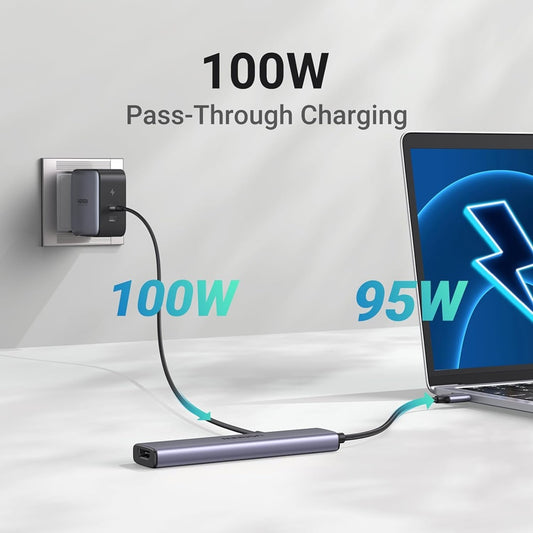 UGREEN CM478 USB-C Hub, 1 x USB-A 3.0 - 2 x USB-A - 1 x USB-C - 1 x HDMI, Gray