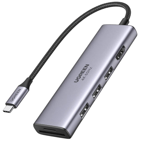 UGREEN CM511 USB-C Hub (60383), 3 x USB-A 3.2 - 1 x HDMI - 1 x SD - 1 x microSD, Gray