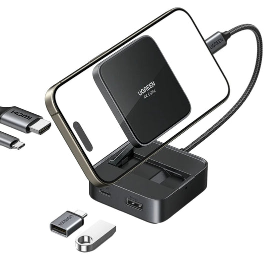 UGREEN CM801 USB-C Hub, 1 x USB-A 3.0 - 2 x USB-C - 1 x HDMI, Gray