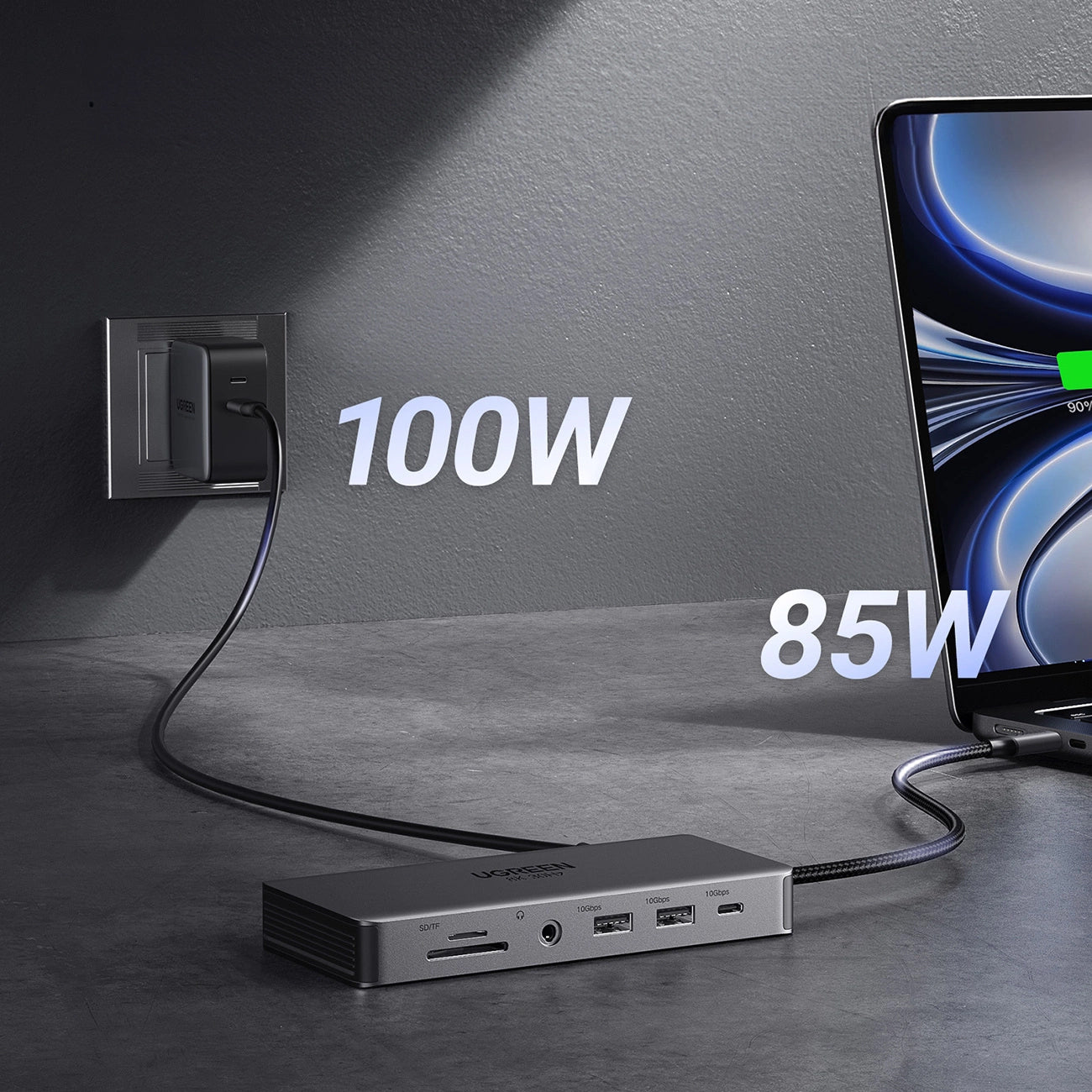 UGREEN Revodok Pro 313 CM681 USB-C Hub, 2 x USB-A 3.2 - 1 x USB-A 3.0 - 2 x USB-C - 2 x HDMI - 1 x 3.5mm Jack - 1 x RJ45 - 1 x SD - 1 x microSD, Gray