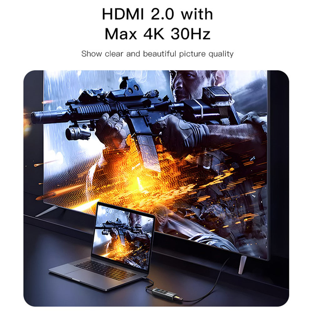 Yesido HB22 USB-C Hub, 5in1, Grey