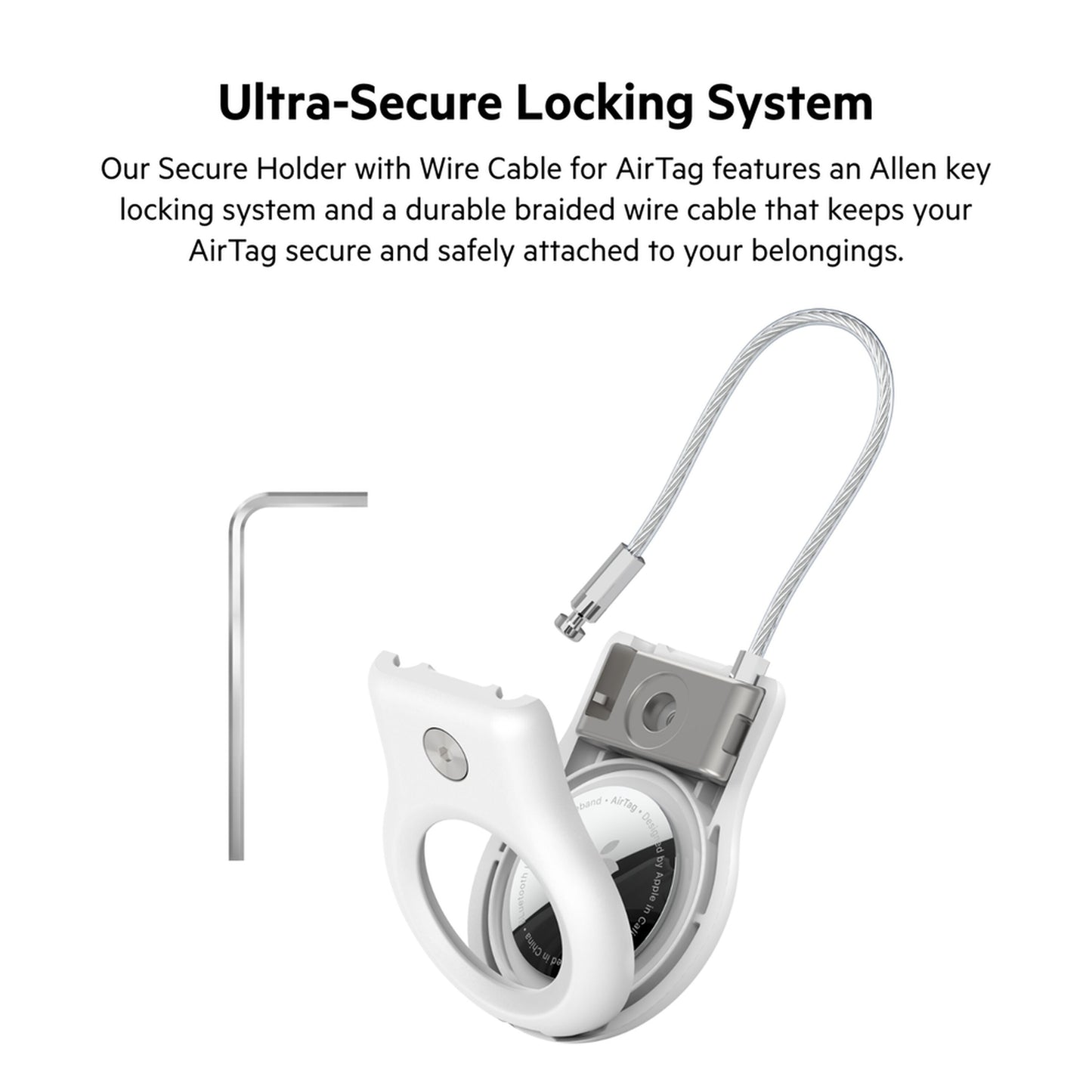 Belkin Wire Cable Case for Apple AirTag, White MSC009btWH