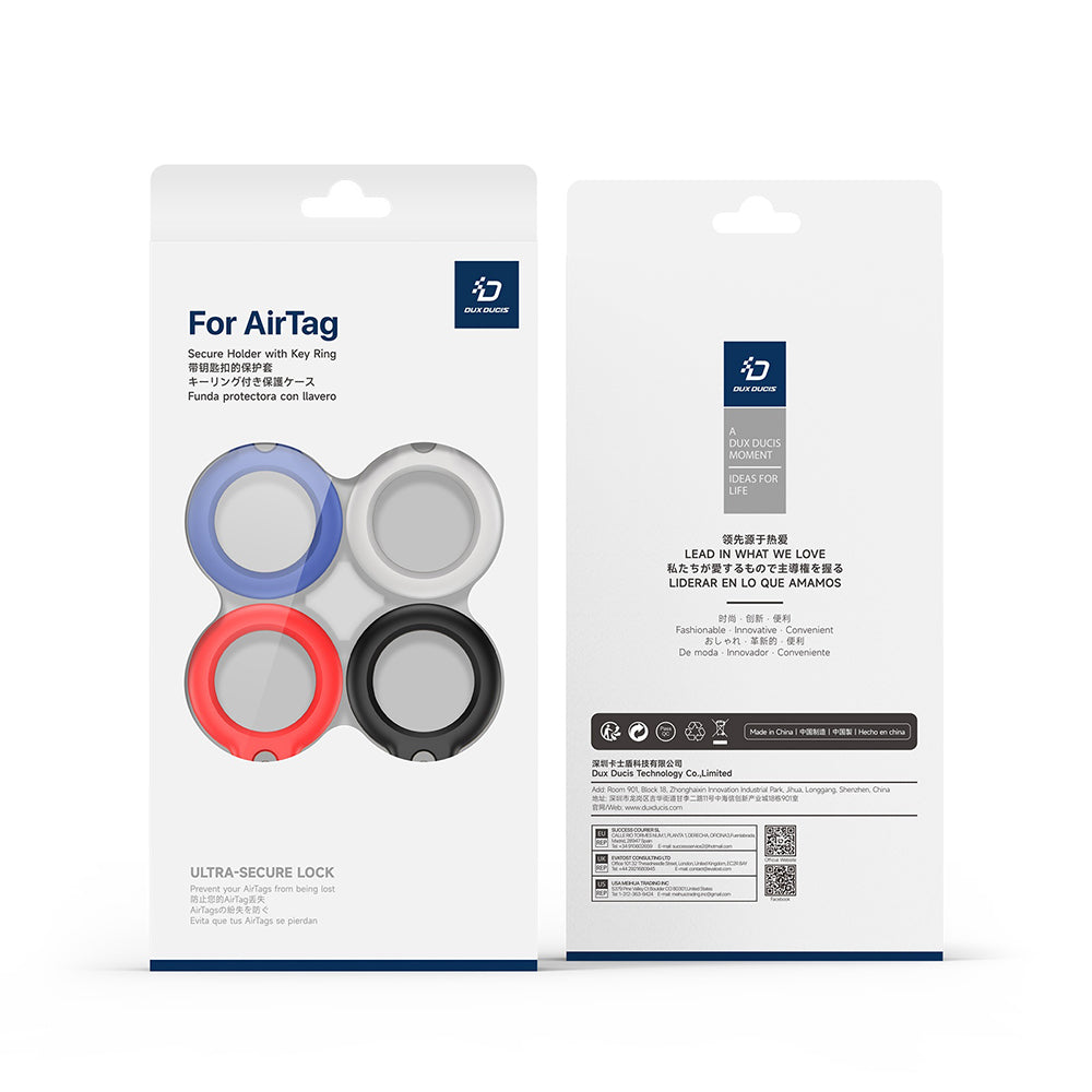 DUX DUCIS Secure Case for Apple AirTag, Set of 4 pieces, Black / White / Blue / Red