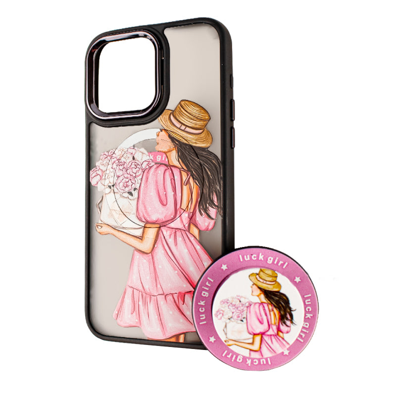 MagSafe Case for Apple iPhone 14 Pro Max, BOTER, MagPopsocket Luck Girl, Multicolor