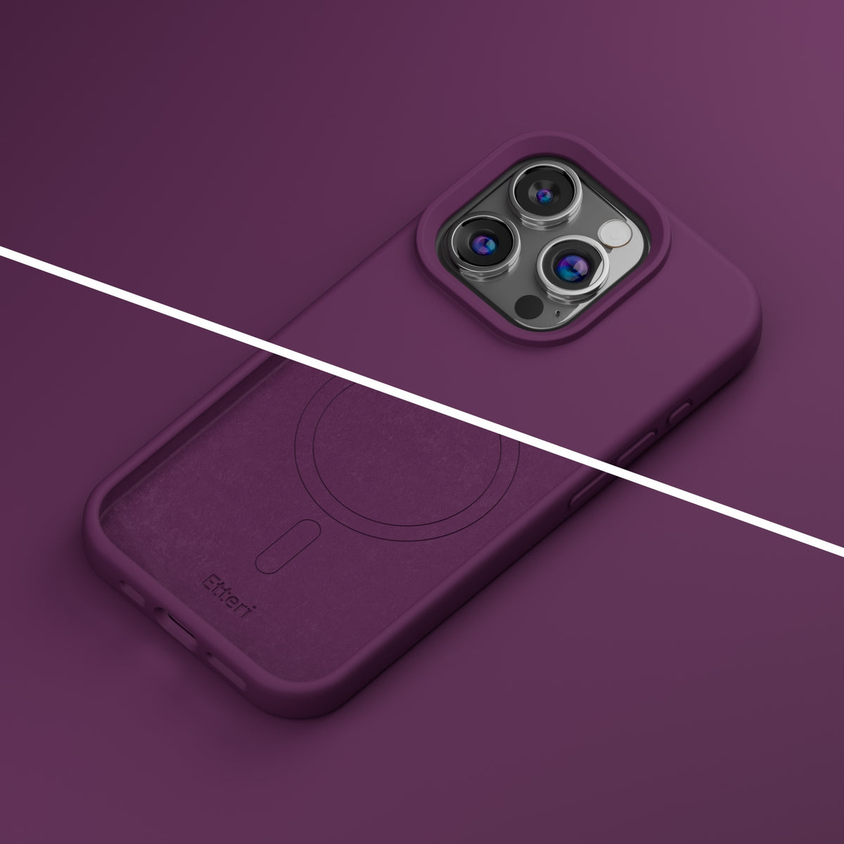 MagSafe Case for Apple iPhone 15 Pro, Etteri, Silicone Mag, Burgundy