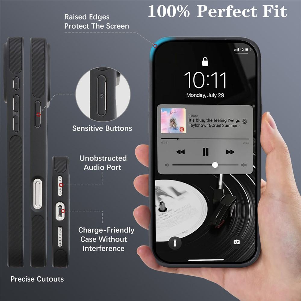 MagSafe Case for Apple iPhone 17 Pro Max, OEM, Carbon Metal Ring, Black