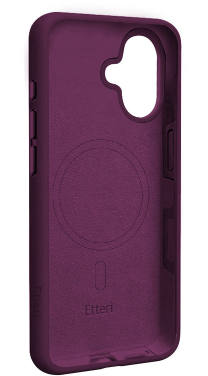 MagSafe Case for Apple iPhone 16, Etteri, Silicone Mag, Burgundy