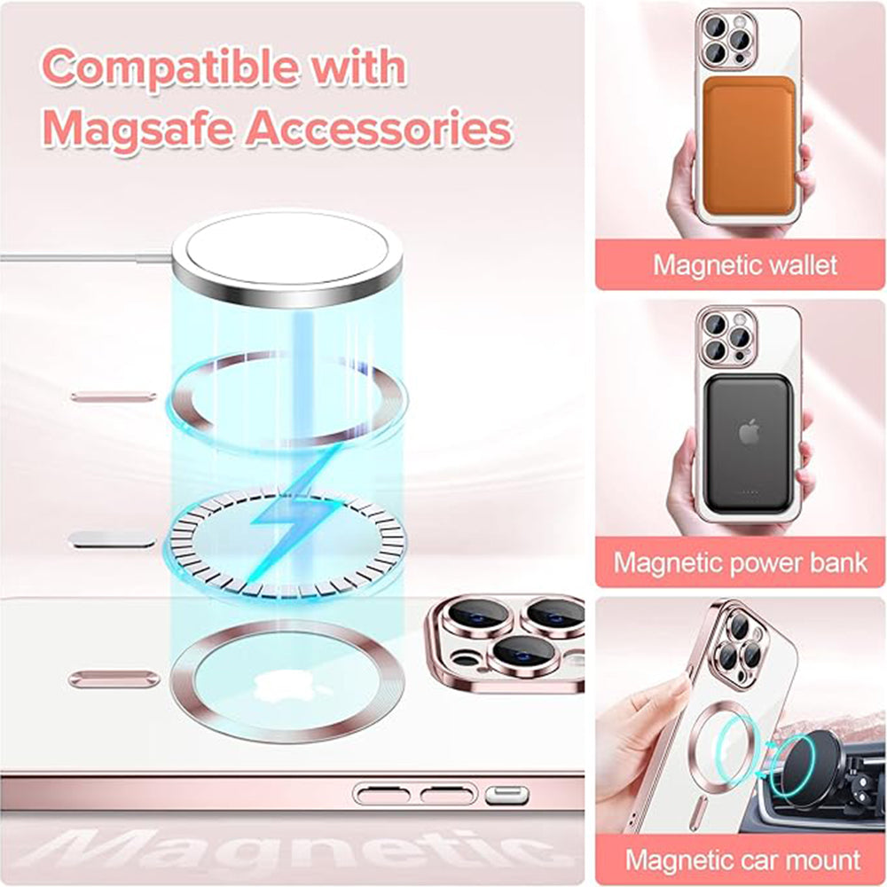 MagSafe Case for Apple iPhone 12 Pro Max, Techsuit, Luxury Crystal, Pink
