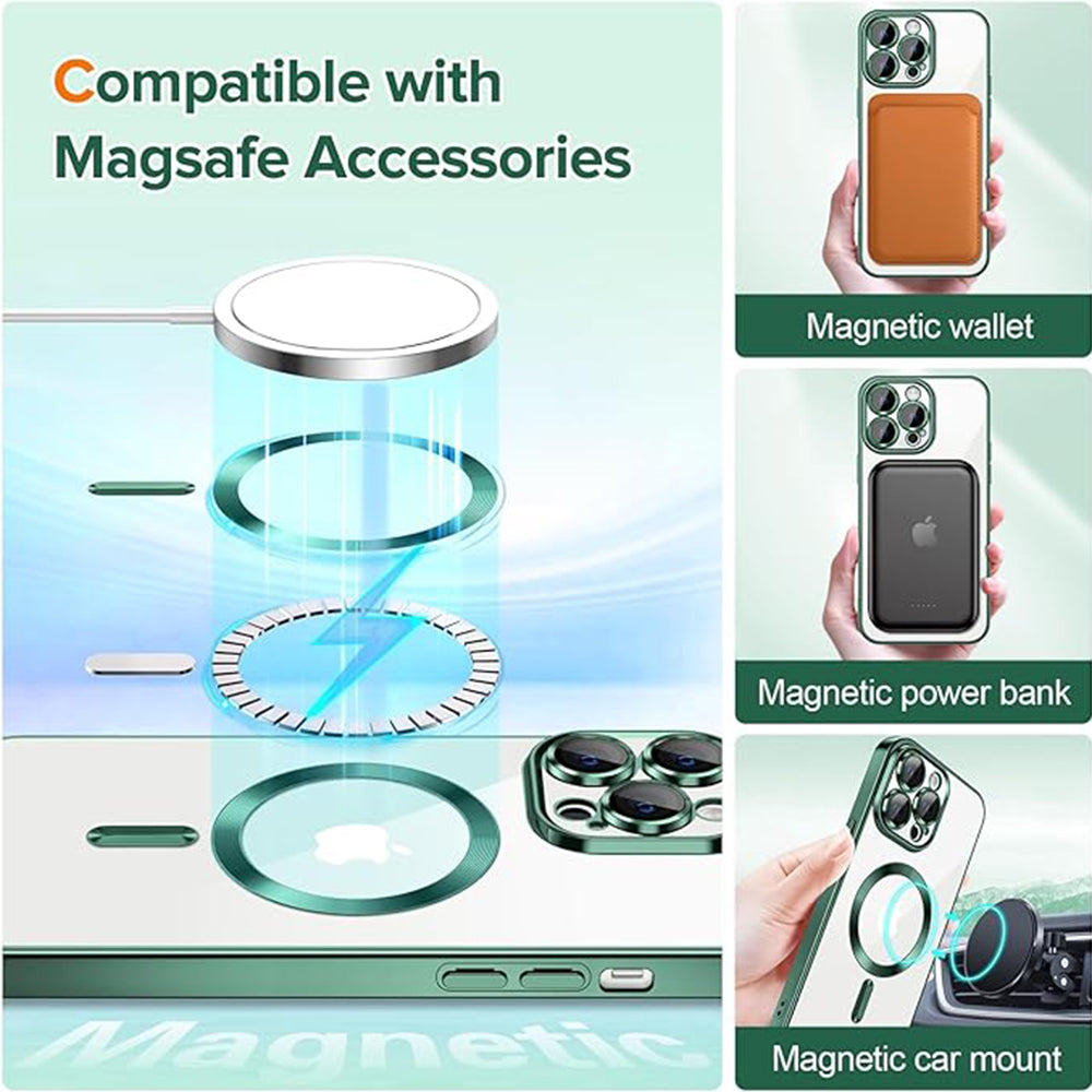 MagSafe Case for Apple iPhone 12 Pro Max, Techsuit, Luxury Crystal, Dark Green