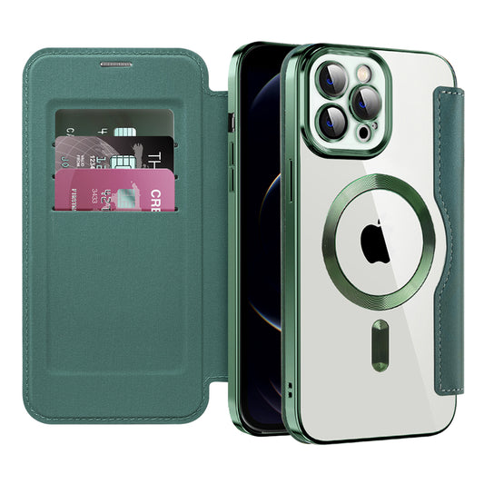 MagSafe Case for Apple iPhone 12 Pro Max, Techsuit, SmartMag Book, Green