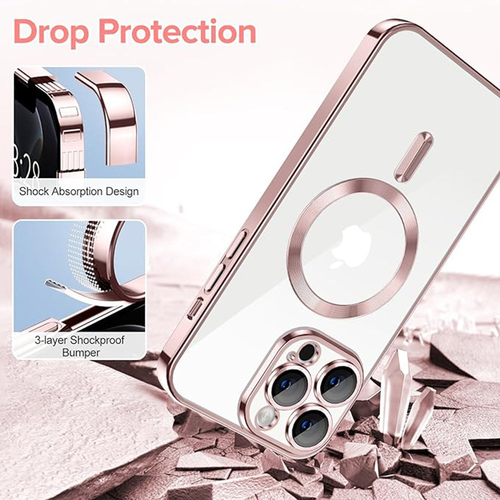 MagSafe Case for Apple iPhone 12 Pro, Techsuit, Luxury Crystal, Pink