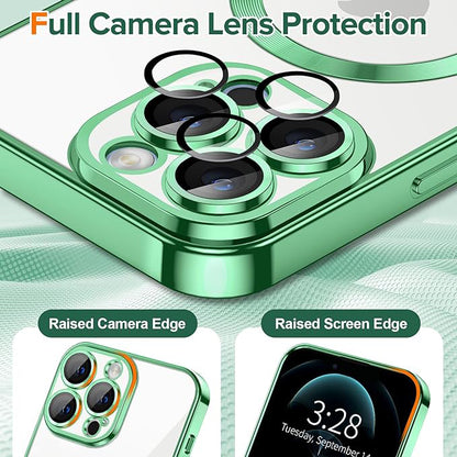 MagSafe Case for Apple iPhone 12 Pro, Techsuit, Luxury Crystal, Light Green