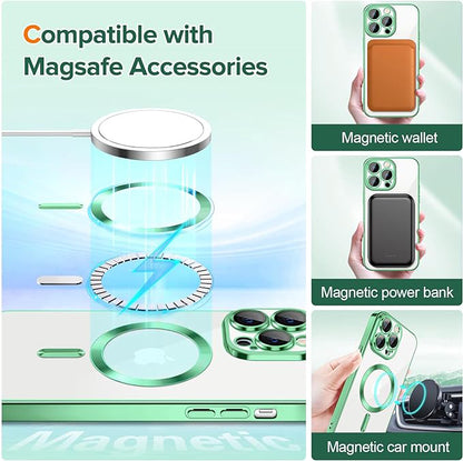 MagSafe Case for Apple iPhone 12 Pro, Techsuit, Luxury Crystal, Light Green
