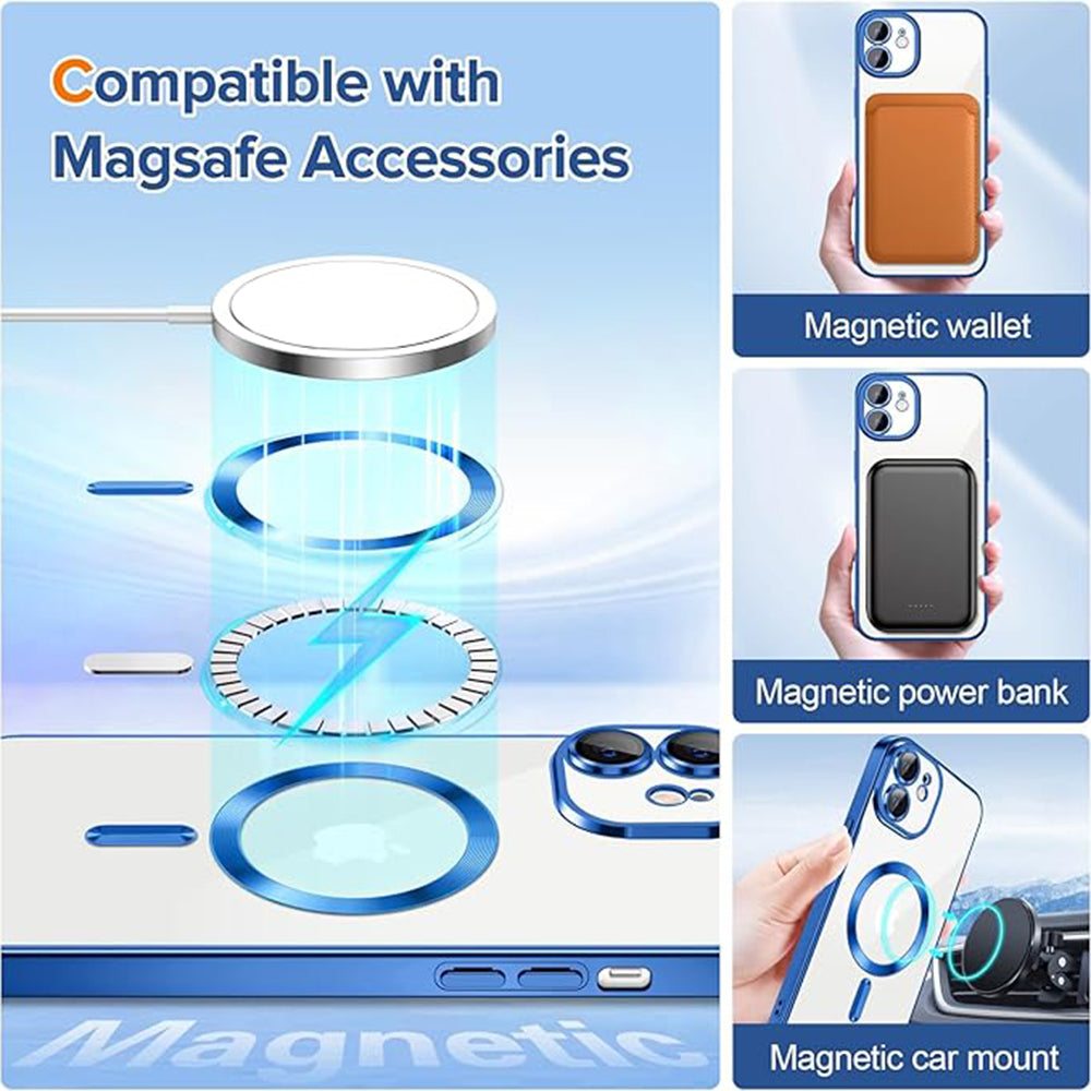 MagSafe Case for Apple iPhone 12, Techsuit, Luxury Crystal, Dark Blue