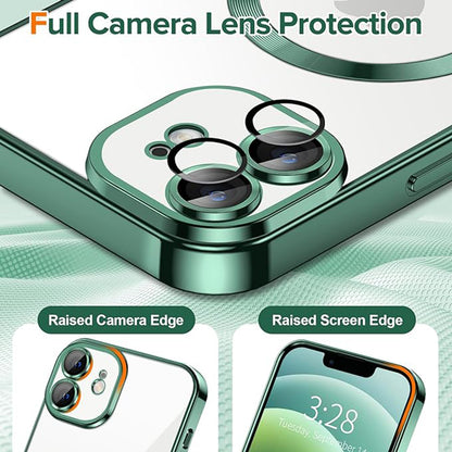 MagSafe Case for Apple iPhone 12, Techsuit, Luxury Crystal, Dark Green