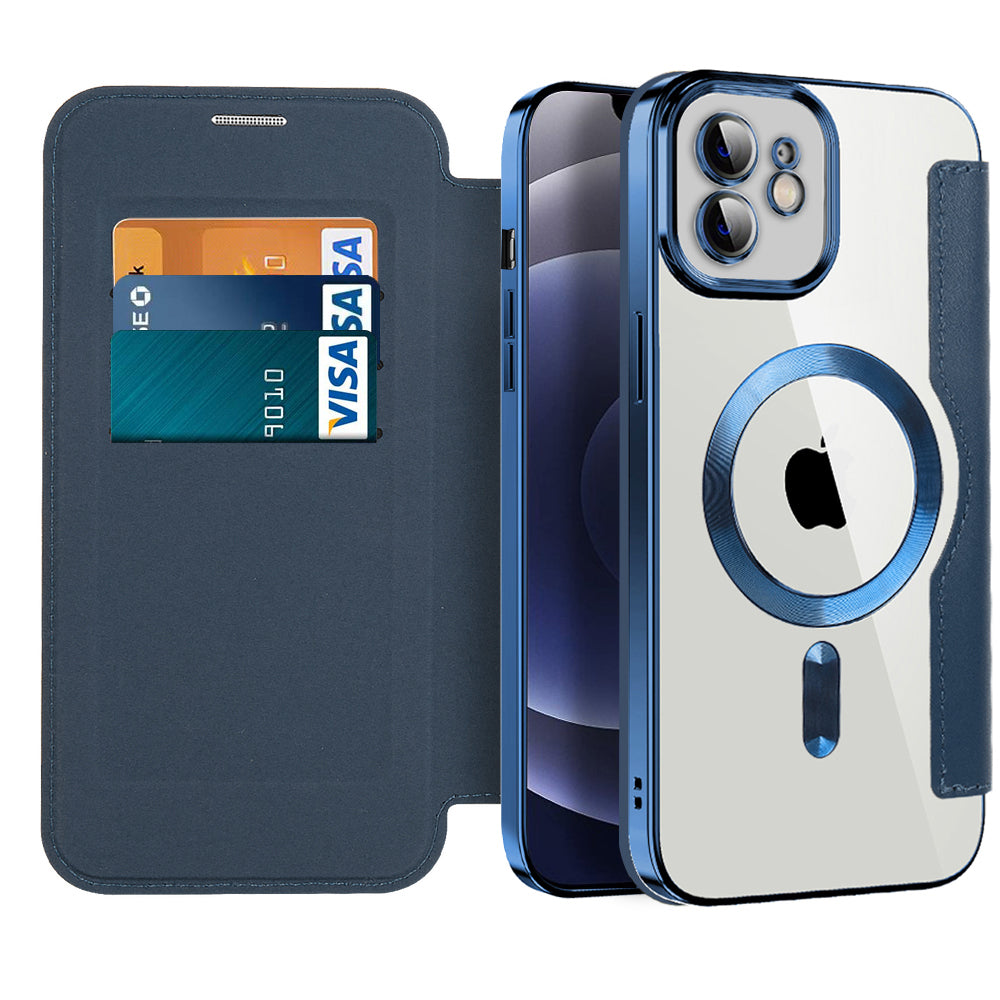 MagSafe Case for Apple iPhone 12, Techsuit, SmartMag Book, Blue
