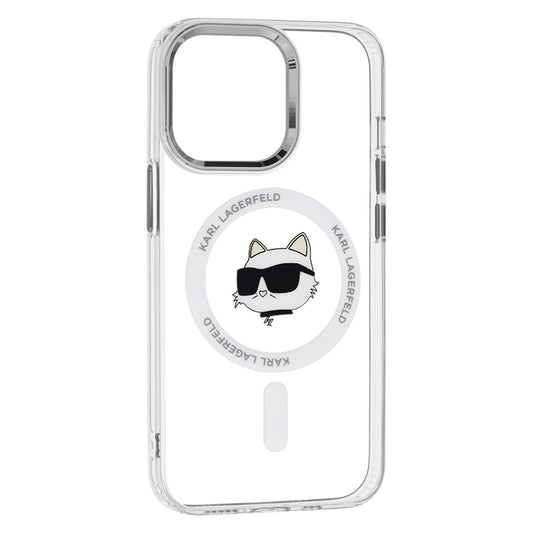 MagSafe Case for Apple iPhone 13 Pro Max, Karl Lagerfeld, IML Metal Choupette's Head, White