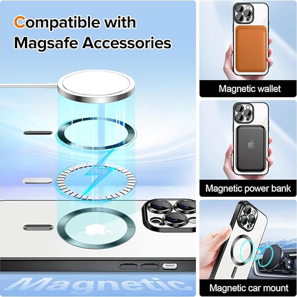MagSafe Case for Apple iPhone 13 Pro, Techsuit, Luxury Crystal, Black