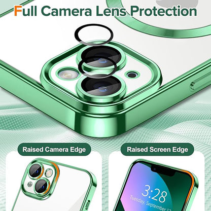 MagSafe Case for Apple iPhone 13, Techsuit, Luxury Crystal, Light Green