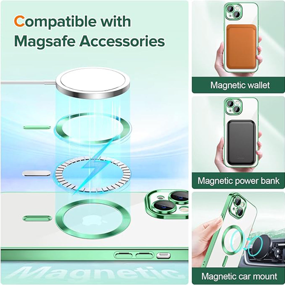 MagSafe Case for Apple iPhone 13, Techsuit, Luxury Crystal, Light Green