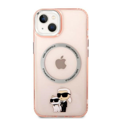 MagSafe Case for Apple iPhone 14, Karl Lagerfeld, Ikonik Karl & Choupette, Pink