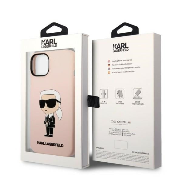 MagSafe Case for Apple iPhone 14 Plus, Karl Lagerfeld, Ikonik Karl Silicone, Pink