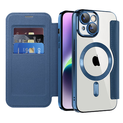 MagSafe Case for Apple iPhone 14 Plus, Techsuit, SmartMag Book, Blue