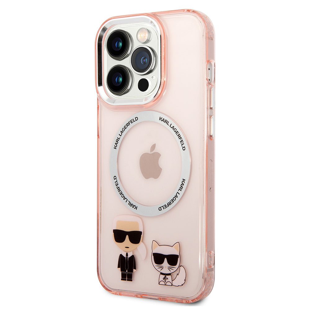 MagSafe Case for Apple iPhone 14 Pro, Karl Lagerfeld, Karl & Choupette Aluminium, Pink