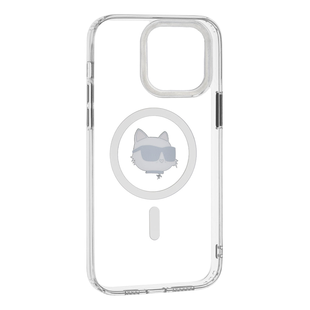 MagSafe Case for Apple iPhone 14 Pro Max, Karl Lagerfeld, IML Metal Choupette's Head, White