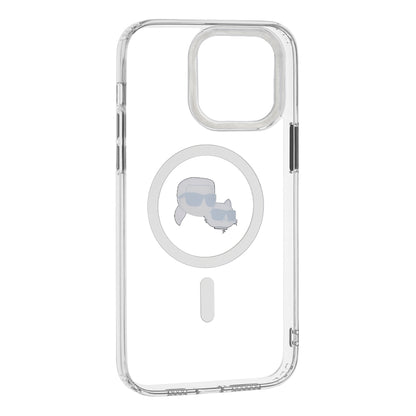 MagSafe Case for Apple iPhone 14 Pro Max, Karl Lagerfeld, IML Metal Karl & Choupette's Heads, White