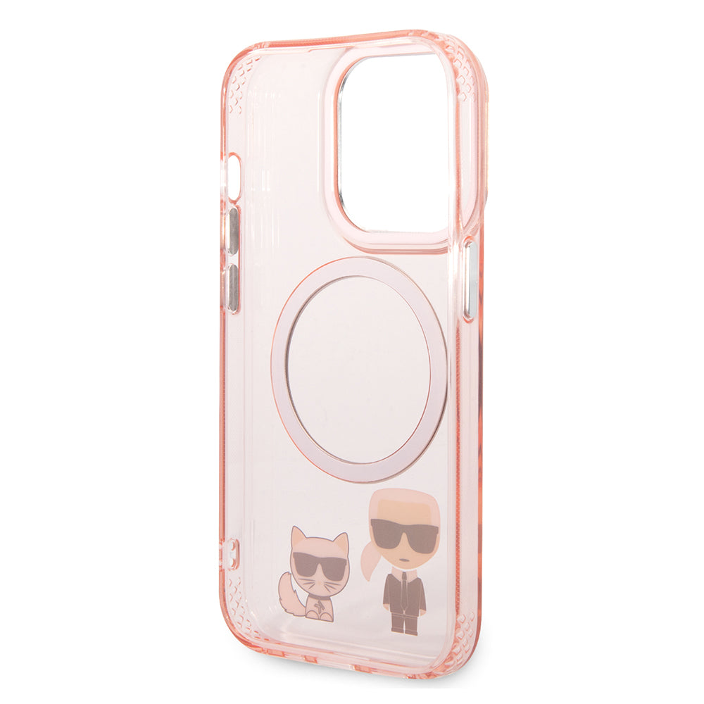 MagSafe Case for Apple iPhone 14 Pro Max, Karl Lagerfeld, Karl & Choupette Aluminium, Pink