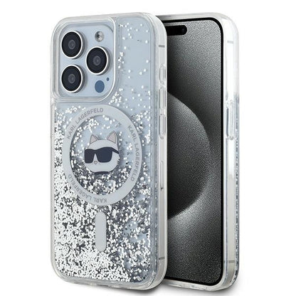 MagSafe Case for Apple iPhone 14 Pro Max, Karl Lagerfeld, Liquid Glitter Choupette's Head, Transparent