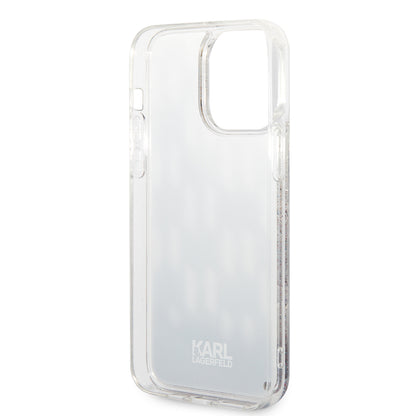 MagSafe Case for Apple iPhone 14 Pro Max, Karl Lagerfeld, Monogram Liquid Glitter, Black