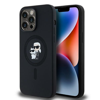 MagSafe Case for Apple iPhone 14 Pro Max, Karl Lagerfeld, Karl & Choupette Silicone, Black