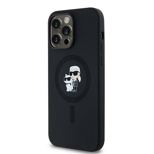 MagSafe Case for Apple iPhone 14 Pro Max, Karl Lagerfeld, Karl & Choupette Silicone, Black