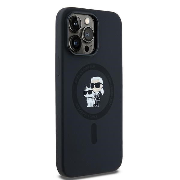 MagSafe Case for Apple iPhone 14 Pro Max, Karl Lagerfeld, Karl & Choupette Silicone, Black
