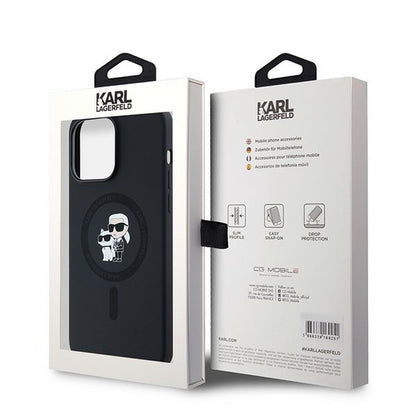 MagSafe Case for Apple iPhone 14 Pro Max, Karl Lagerfeld, Karl & Choupette Silicone, Black