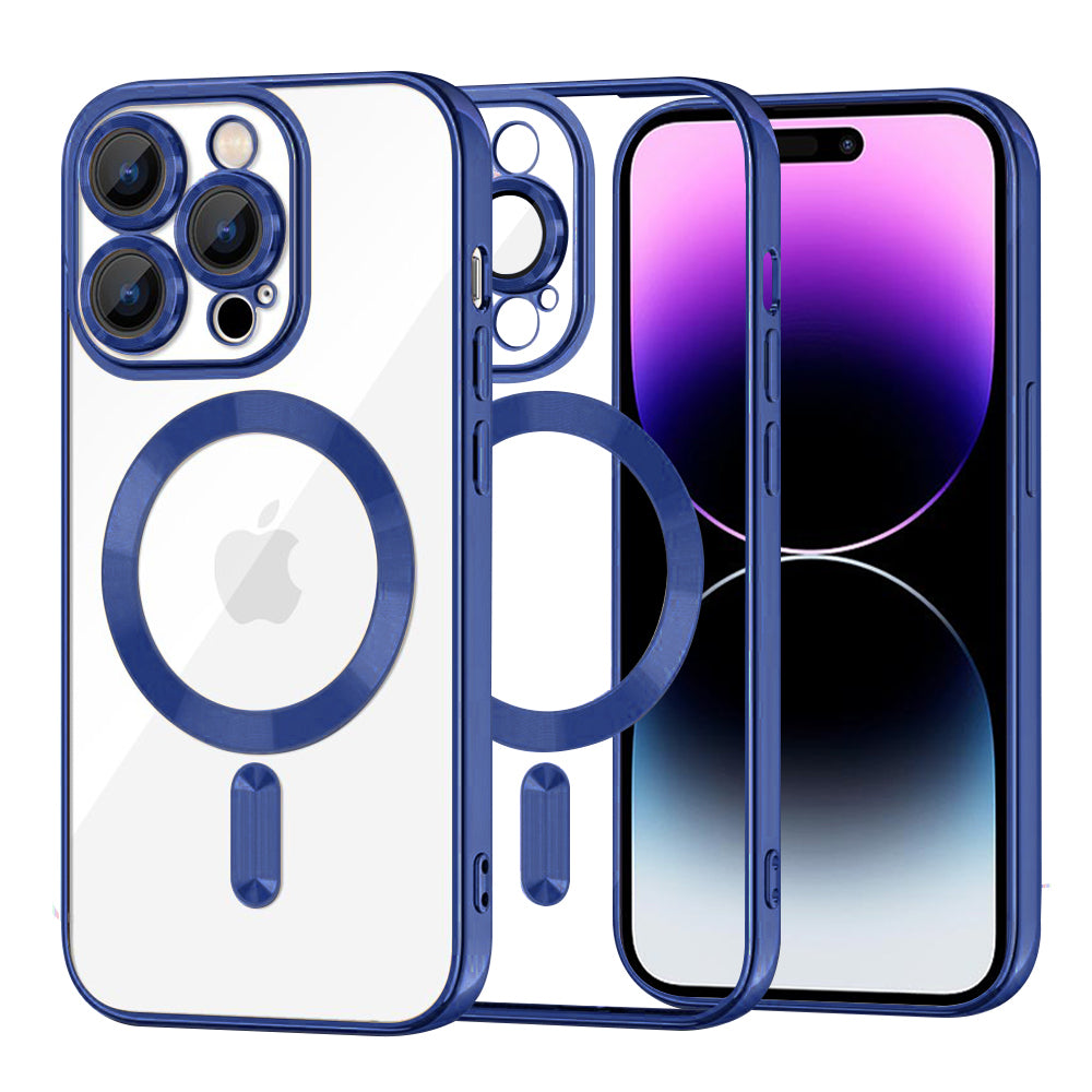 MagSafe Case for Apple iPhone 14 Pro Max, Techsuit, Luxury Crystal, Dark Blue
