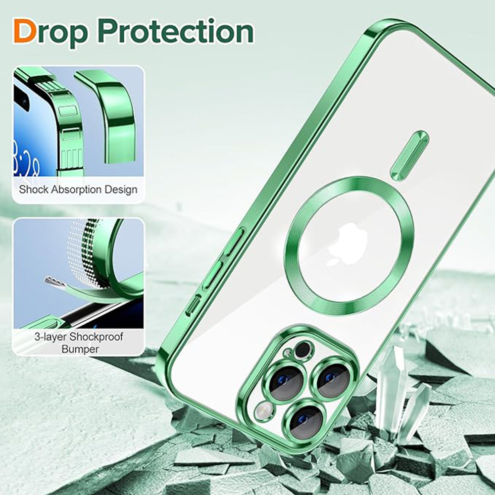 MagSafe Case for Apple iPhone 14 Pro Max, Techsuit, Luxury Crystal, Light Green