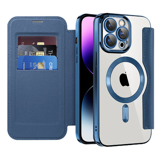 MagSafe Case for Apple iPhone 14 Pro Max, Techsuit, SmartMag Book, Blue