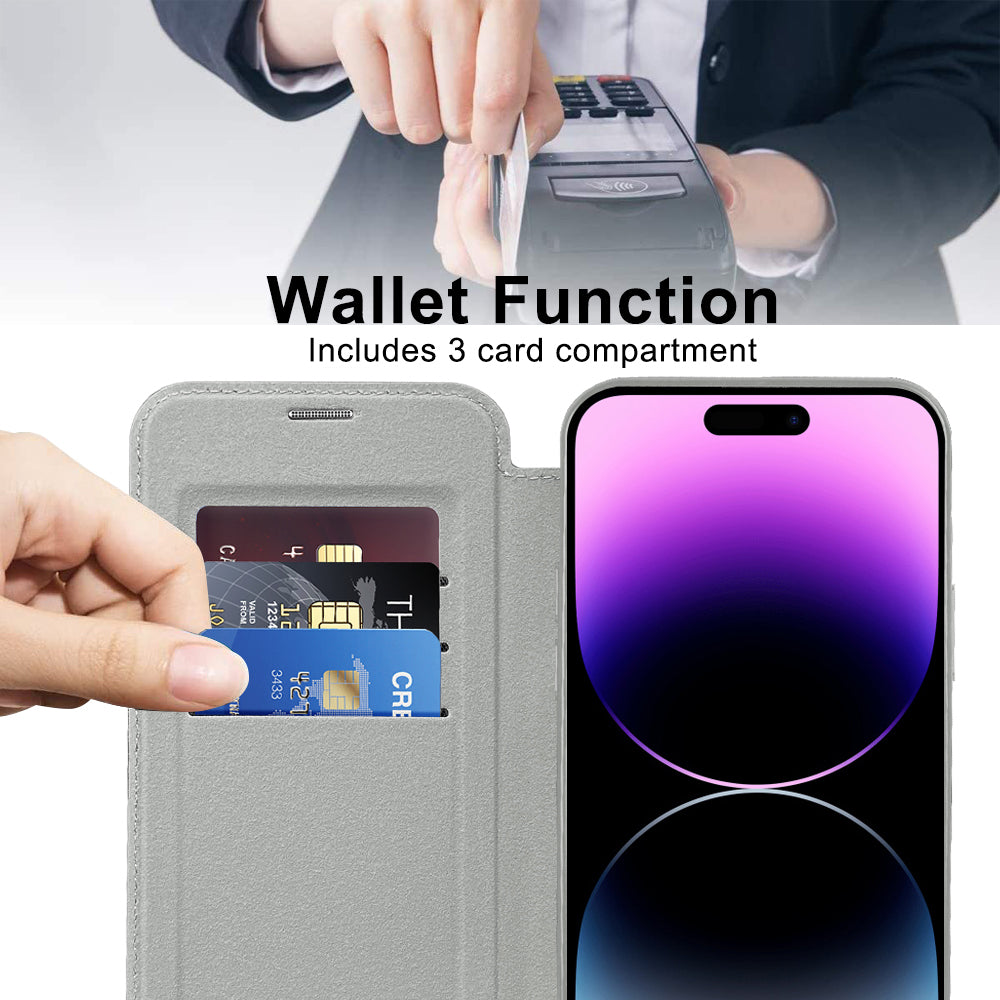 MagSafe Case for Apple iPhone 14 Pro Max, Techsuit, SmartMag Book, Gray