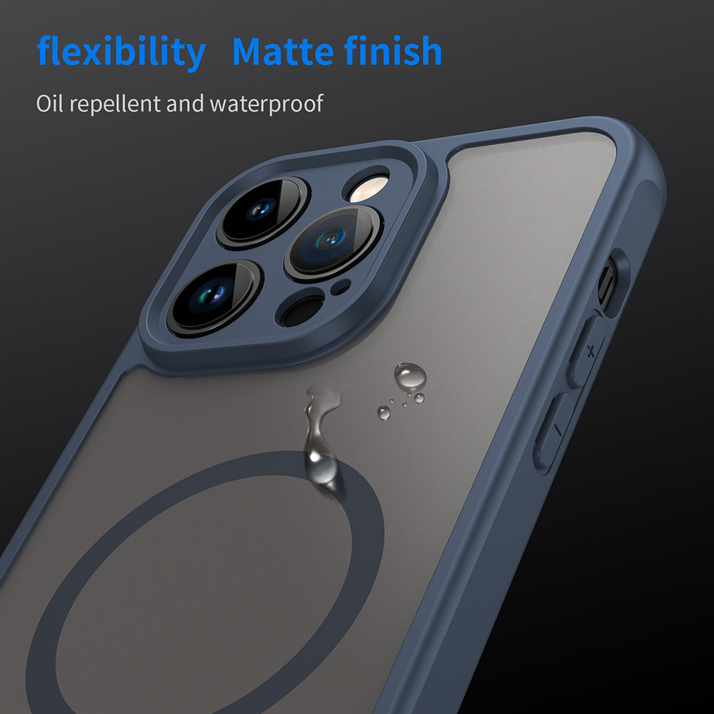 MagSafe Case for Apple iPhone 14 Pro, Techsuit, HaloFrost II, Navy Blue
