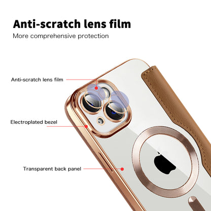 MagSafe Case for Apple iPhone 14, Techsuit, SmartMag Book, Brown