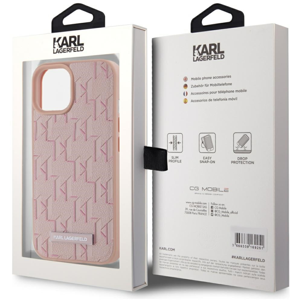 MagSafe Case for Apple iPhone 15, Karl Lagerfeld, Hot Stamp, Pink